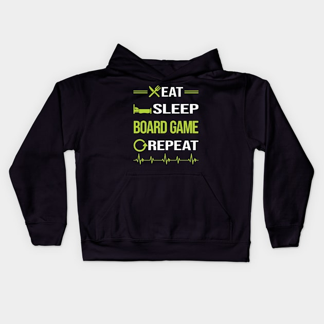 Funny Eat Sleep Repeat Board Games Kids Hoodie by Happy Life